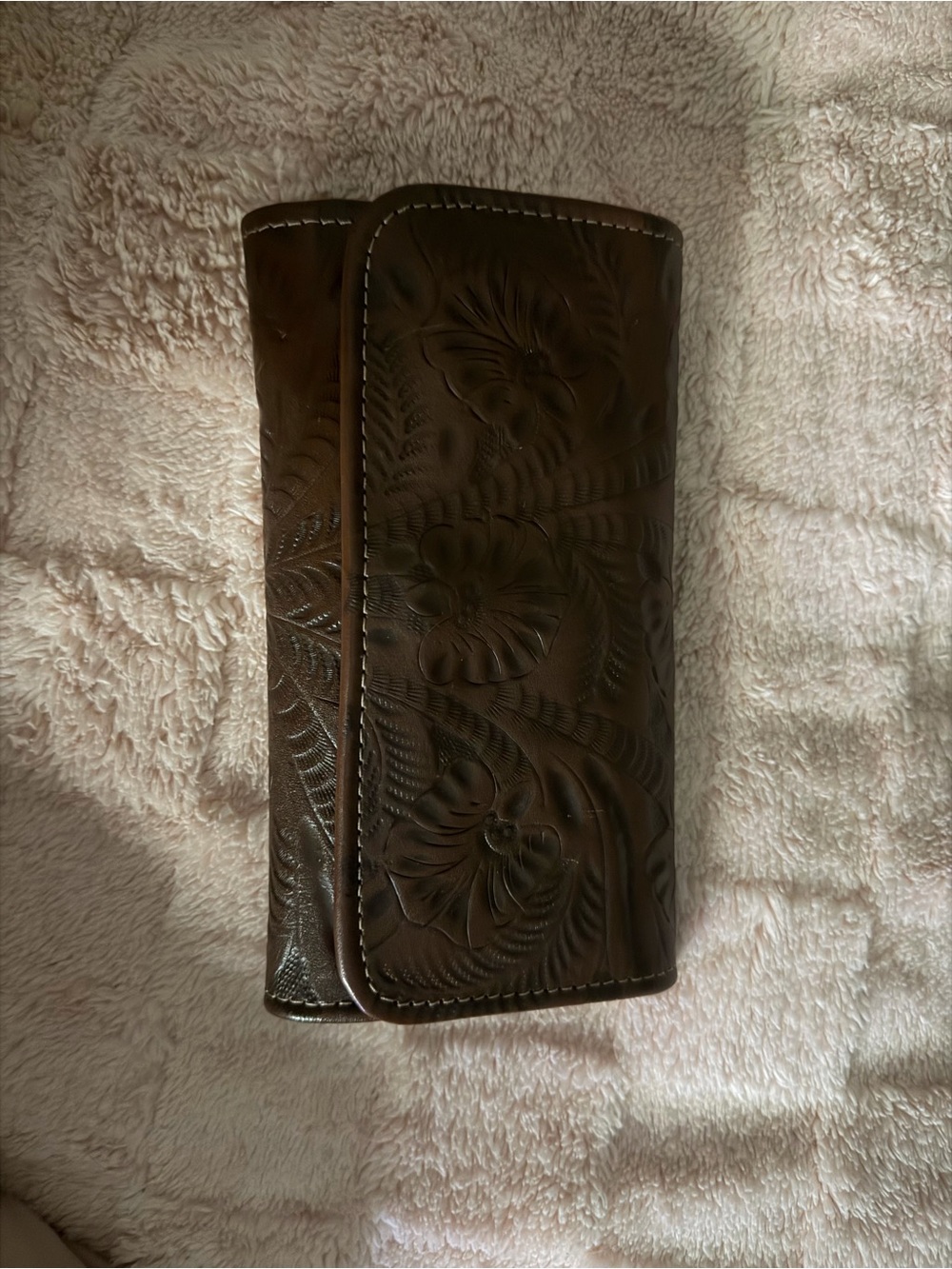 Brown Tooled Leather Wallet - Brand